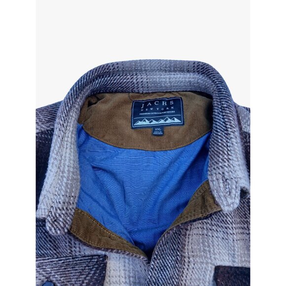 Jachs New York Mens XXL Plaid Button Up Shirt Jacket Brown Tan Shacket Lined - Picture 11 of 16